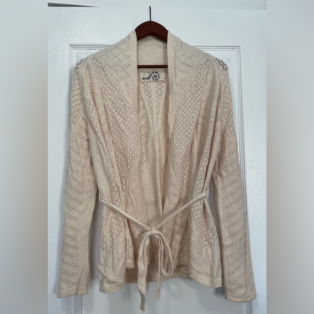 Rosie Neira Cream Loose-knit Wrap Cardigan